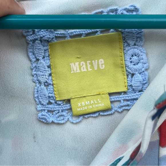 Maeve Anthro‎ Watercolor Pastel Orange Blue Dot Flutter Sleeve Cutout Dress XS - Picture 8 of 8